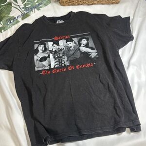 Black SELENA Graphic T-Shirt with Red Text